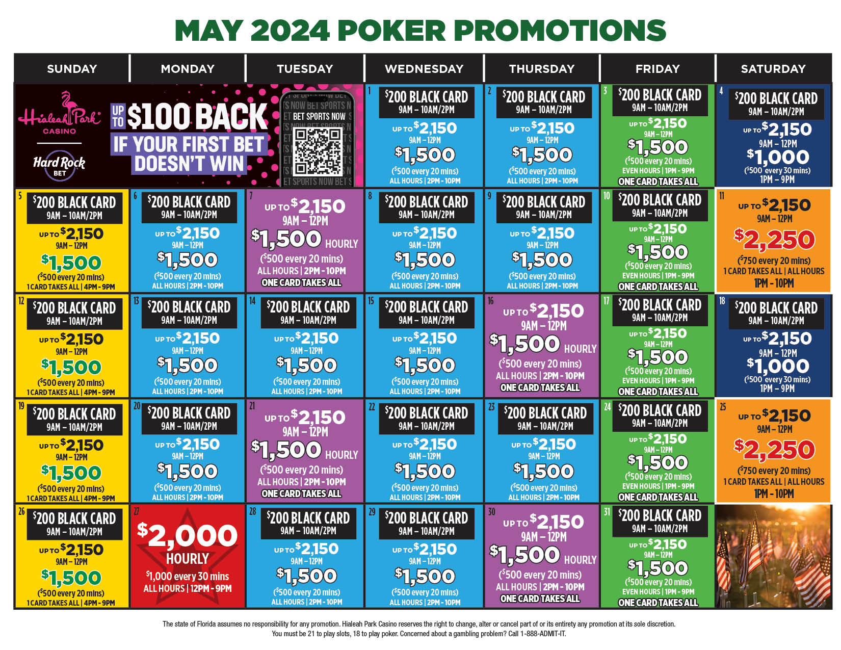 May Poker Calendar